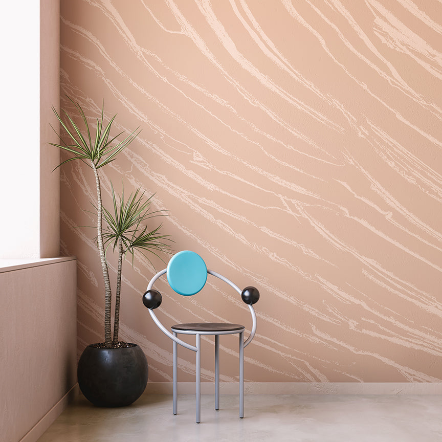 The Dune© Mural Wallpaper in Clay in a lounge area from drop it MODERN.