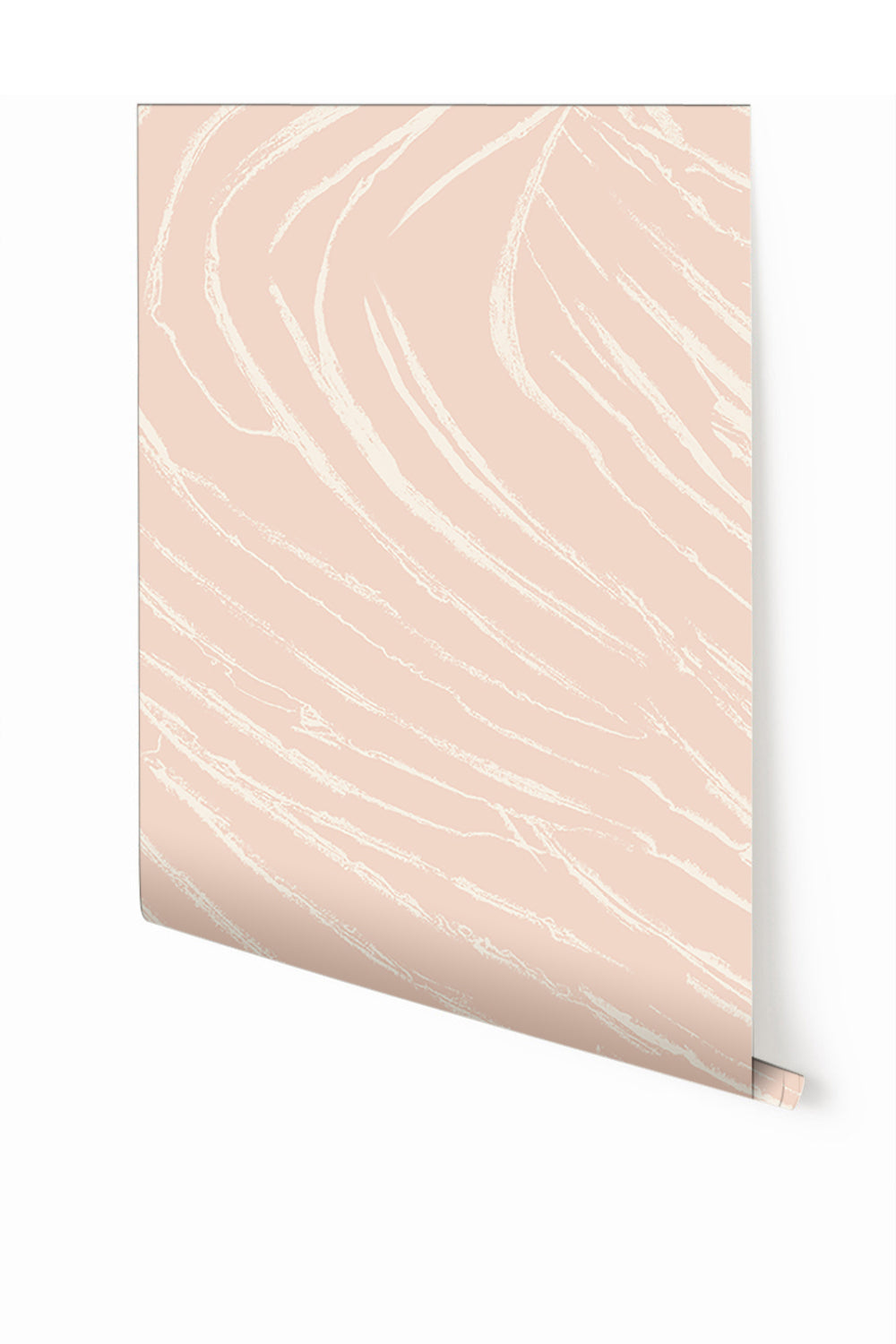 A roll of mural wallpaper with a geometric pattern in a petal pink color from drop it MODERN.