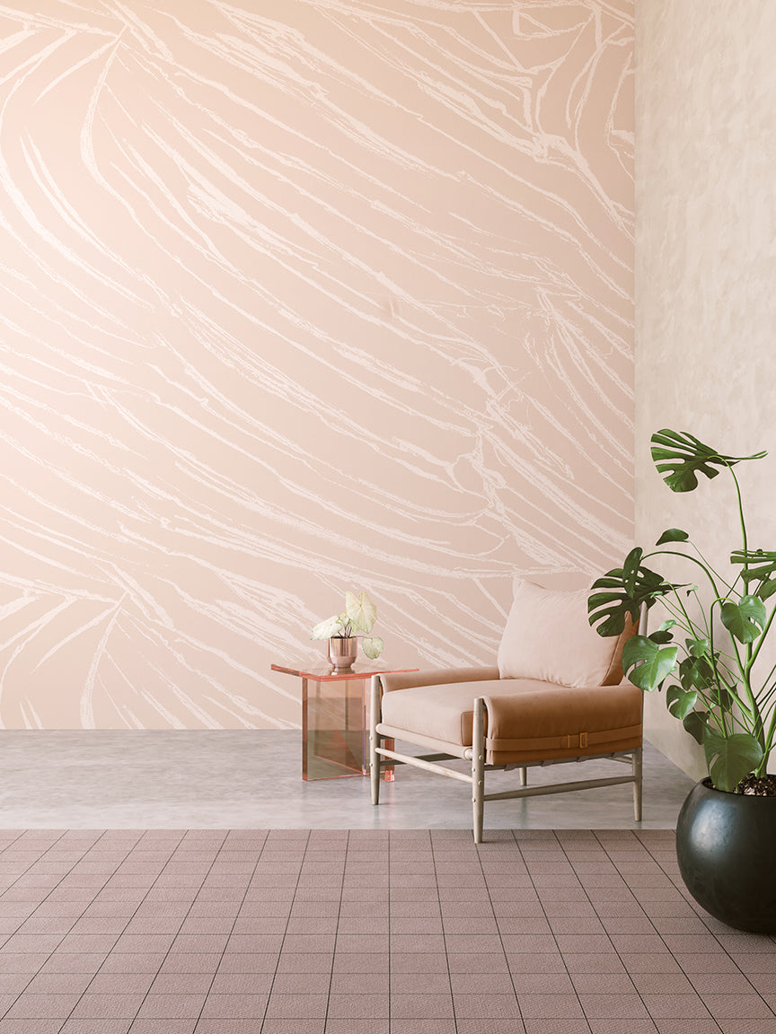 The Dune© Mural Wallpaper in Petal in an interior from drop it MODERN.