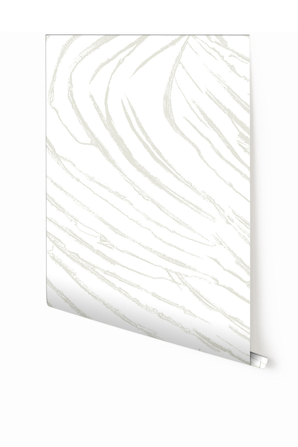 A roll of untrimmed white mural wallpaper with a geometric pattern from drop it MODERN.
