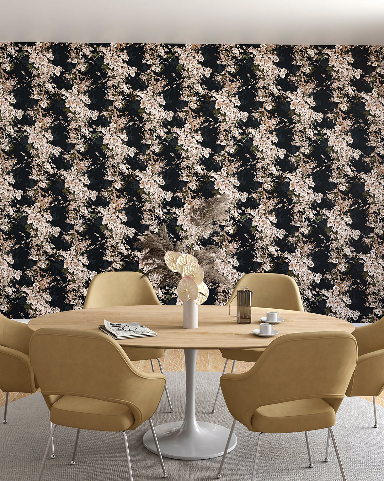 Prairie Fleur© Wallpaper in Vintage Black