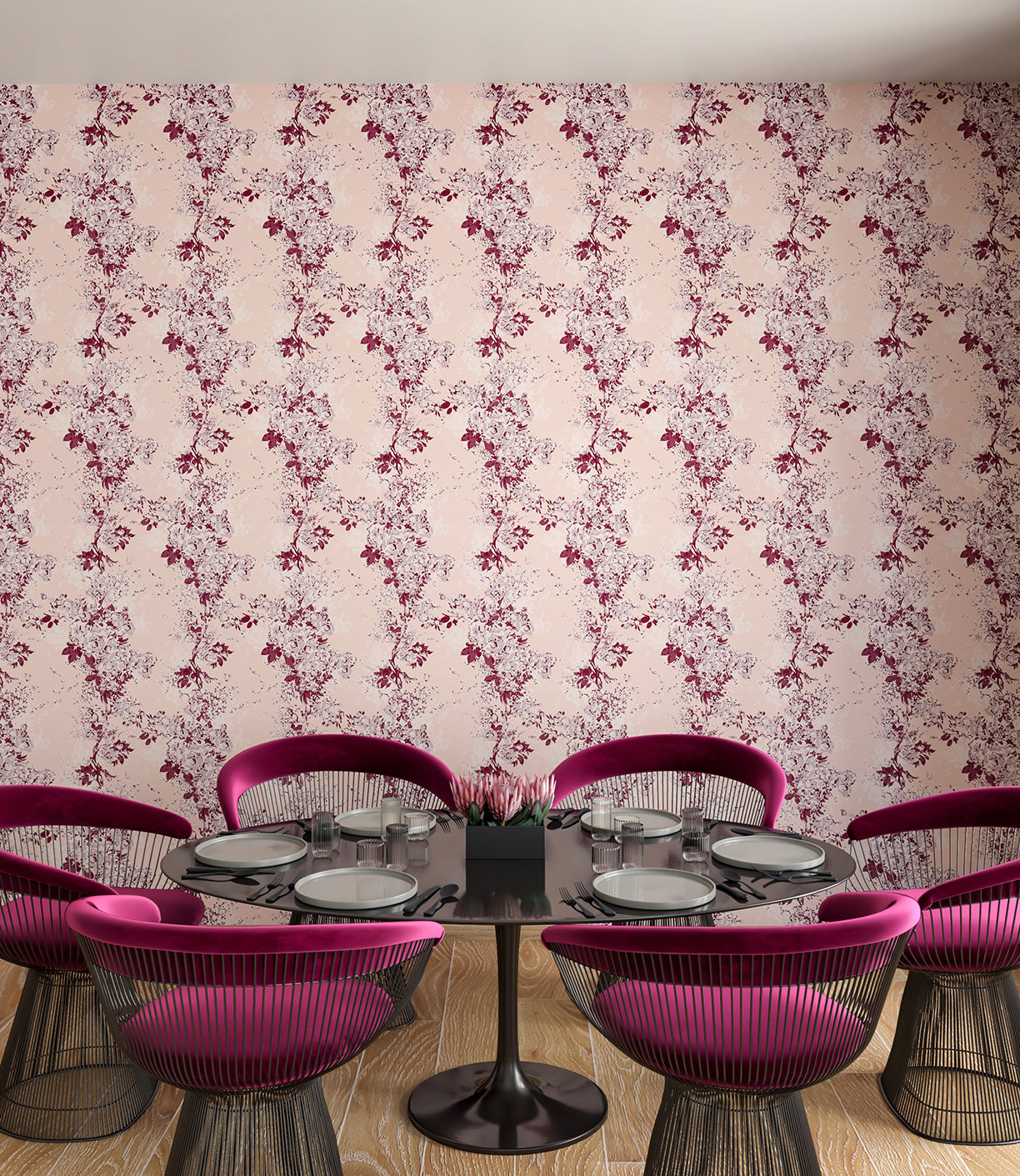 Prairie Fleur© Wallpaper in Plum