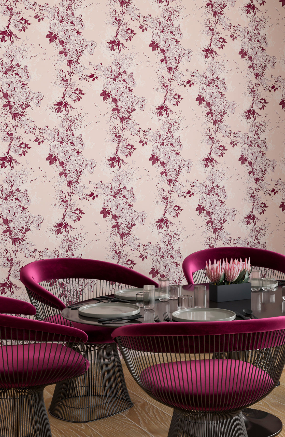 Prairie Fleur© Wallpaper in Plum