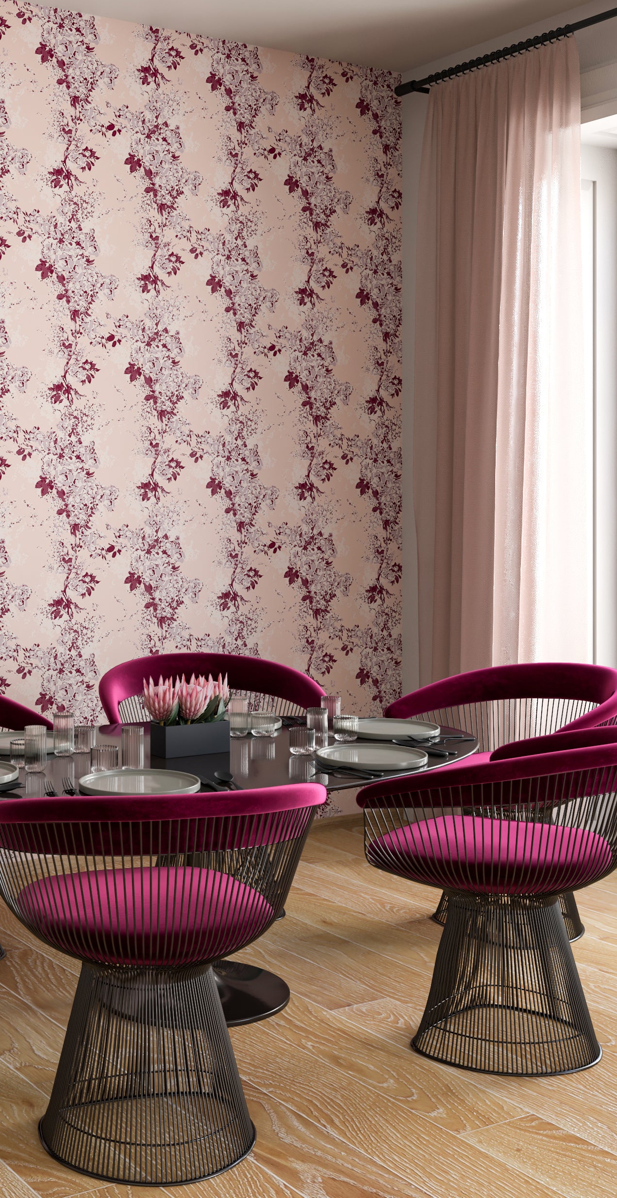 Prairie Fleur© Wallpaper in Plum
