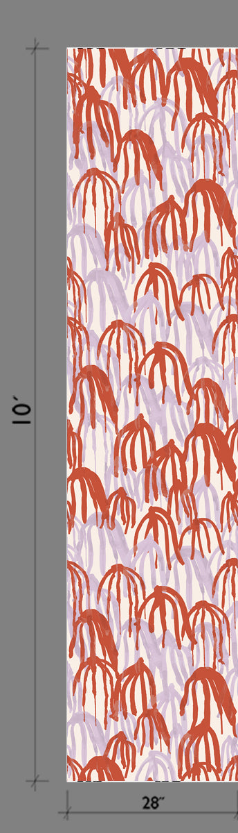 Kelp© Wallpaper in Lilac + Red