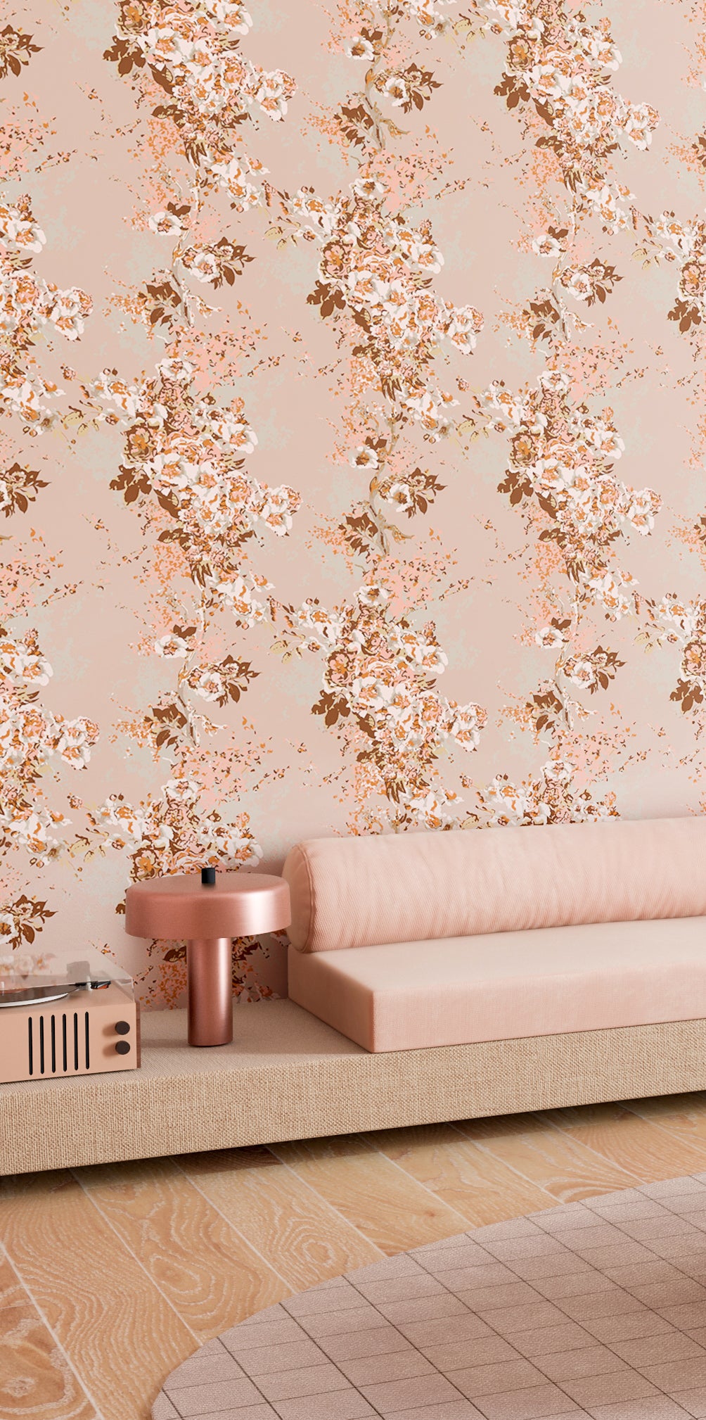 Prairie Fleur© Wallpaper in Rosy Cremé