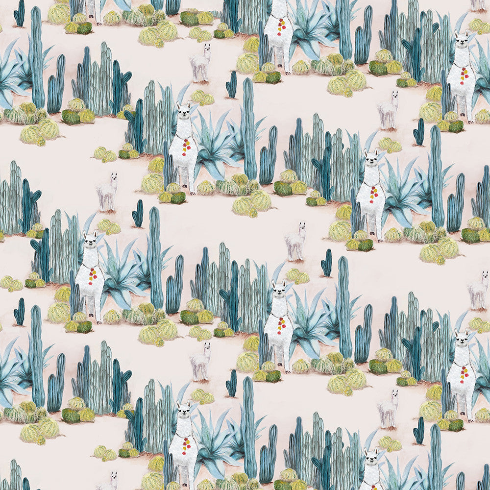 The Desert Llama© Wallpaper in Cactus from drop it MODERN.