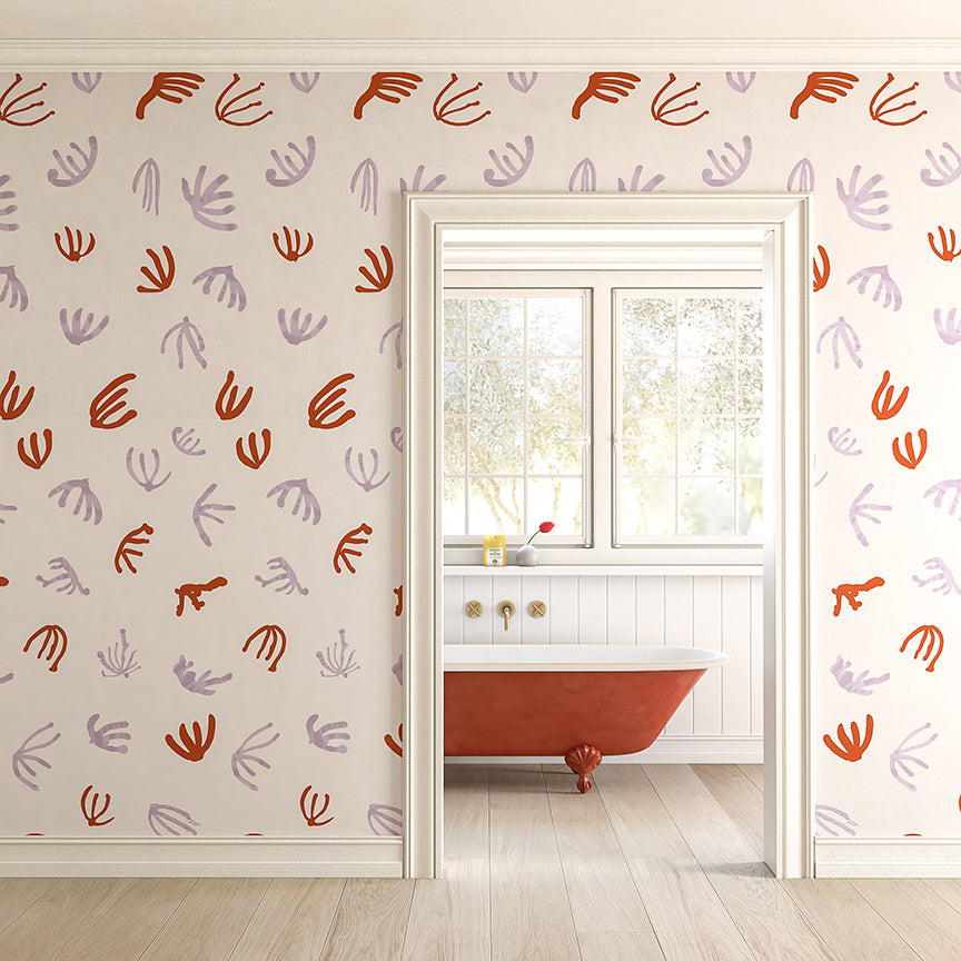 Coral© Wallpaper in Lilac + Red