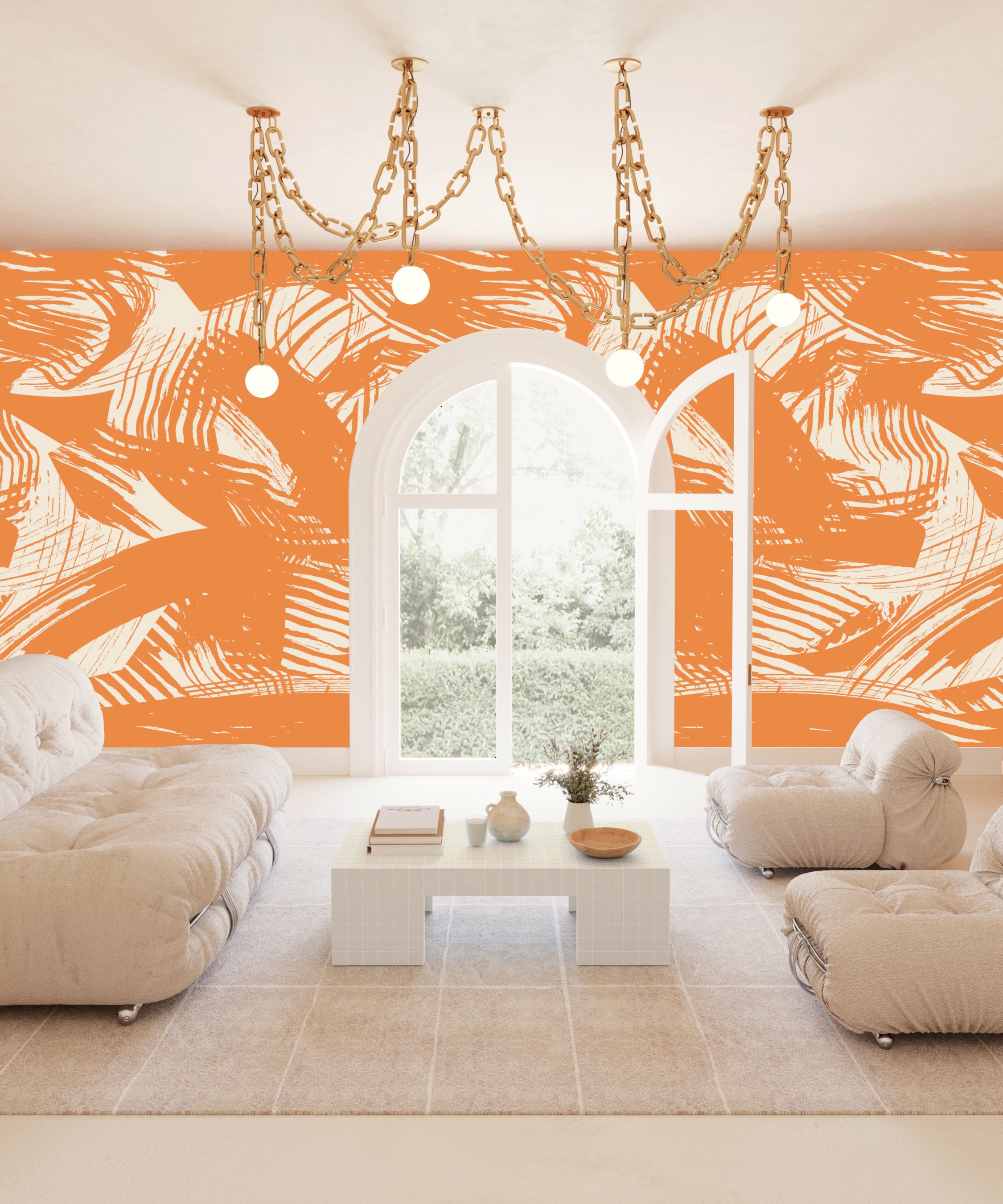 Mixed Tape© Mural Wallpaper in Orange