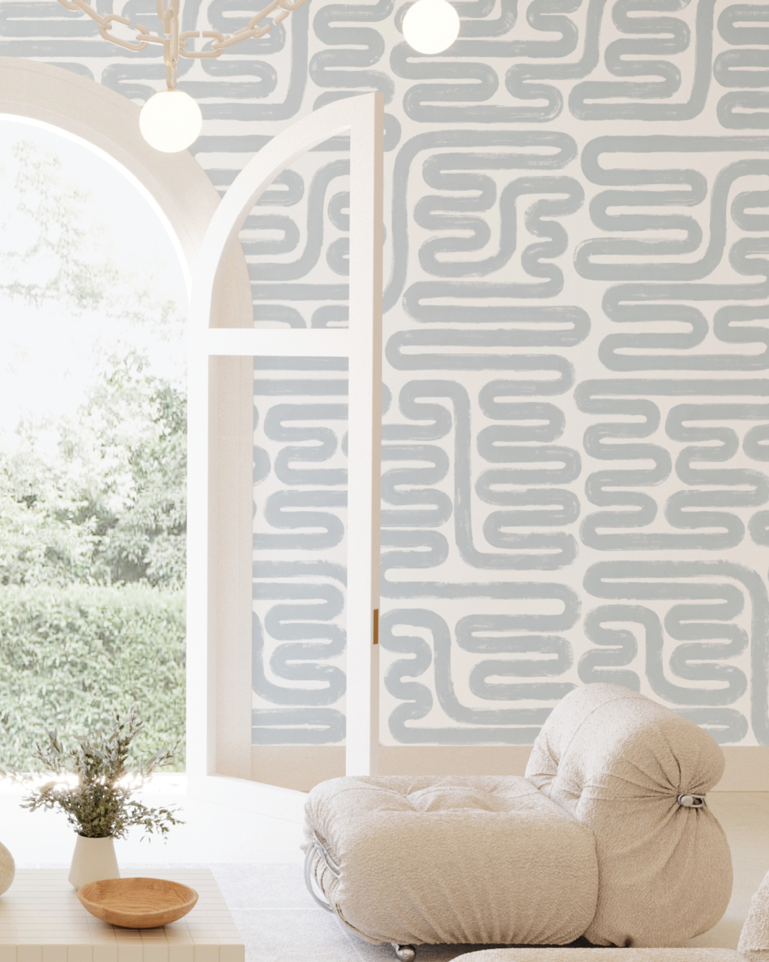 Pac-Man© Wallpaper in Pale Blue