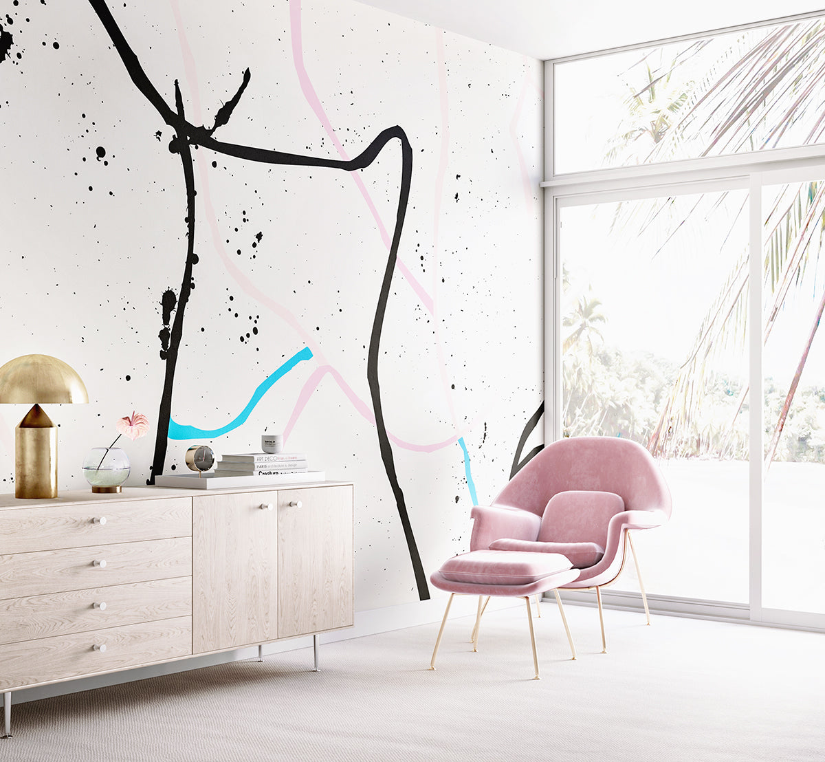 Playground© Mural Wallpaper in Pink + Blue