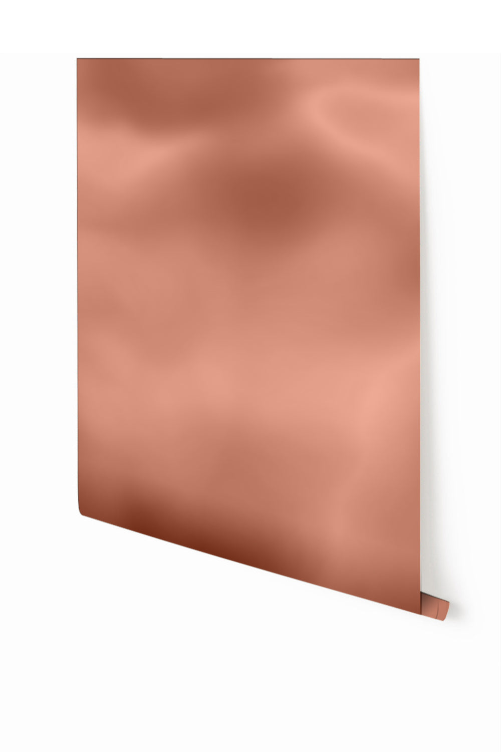 A swatch of 'Electricity© Mural Wallpaper in Retro Rosegold', showing a metallic rose gold color with a gradient effect from drop it MODERN.