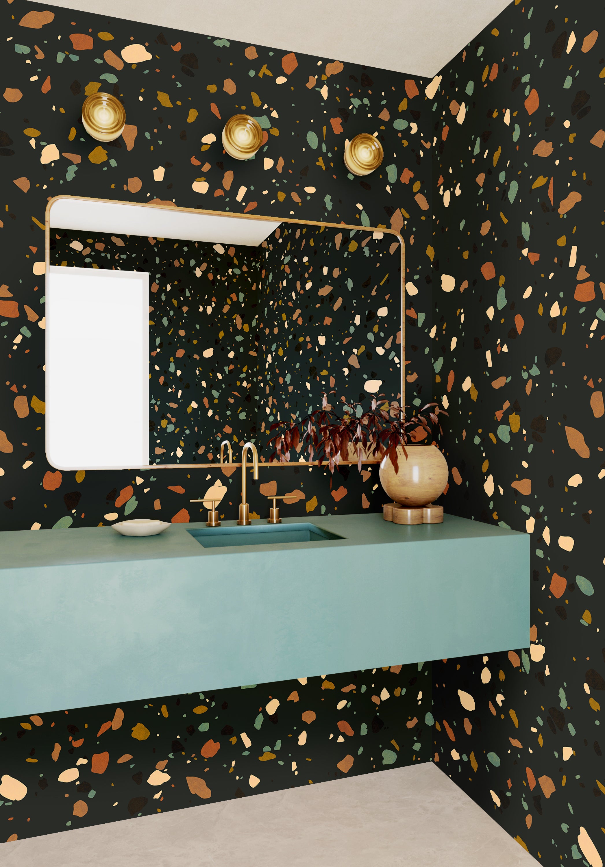 Terrazzo II© Wallpaper in Multicolor Black