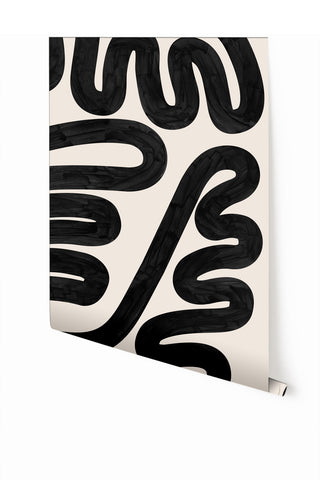 Infinito© Mural Wallpaper in Black + Creme