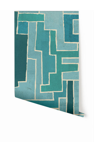 Tetris© Mural Wallpaper in Teal