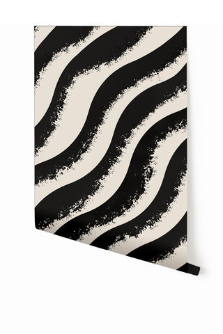 Whirl© Wallpaper in Black + Creme