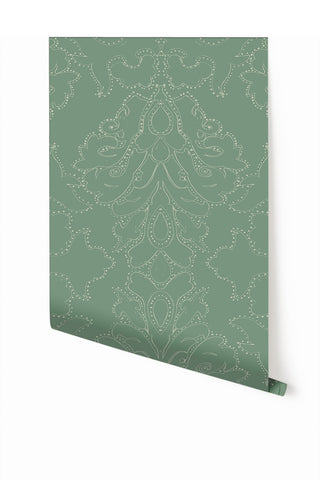 Western Damask© Wallpaper in Aloe