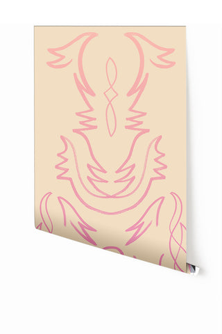 Side Saddle© Wallpaper in Antique Rose