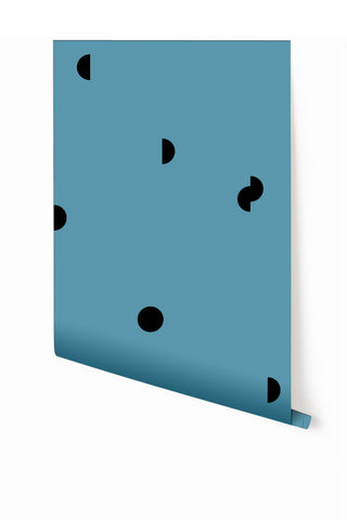 Mezzaluna© Wallpaper in Aqua Net + Black