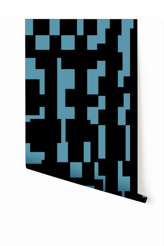Mainframe© Wallpaper in Aqua Net + Black