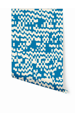 Pixel© Wallpaper in Aqua Net + Cremé