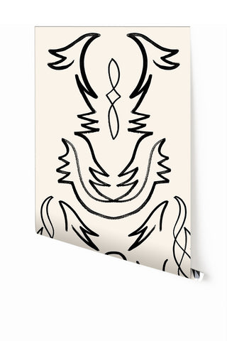Side Saddle© Wallpaper in Black + Cremé