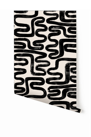 Azteca© Wallpaper in Black + Cremé