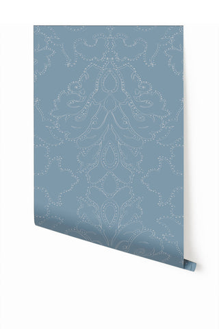 Western Damask© Wallpaper in Cornflower