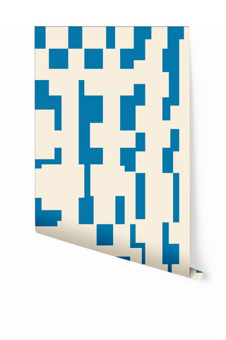 Mainframe© Wallpaper in Electric Blue + Cremé