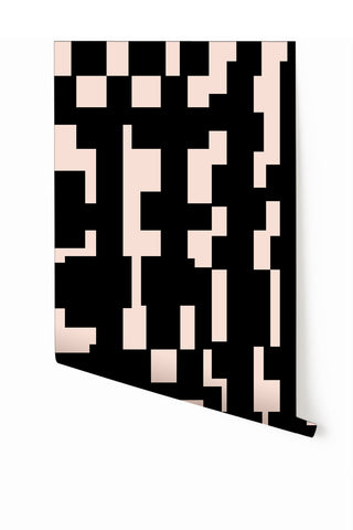 Mainframe© Wallpaper in Flamingo + Black