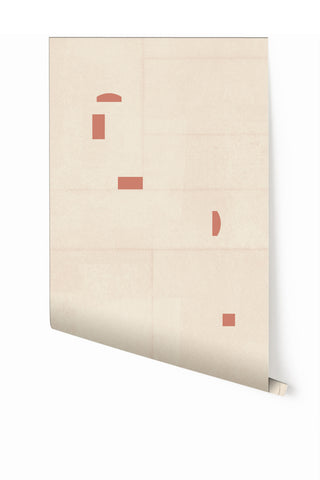 Geometrico© Wallpaper in Strawberry Kiss + Cremé