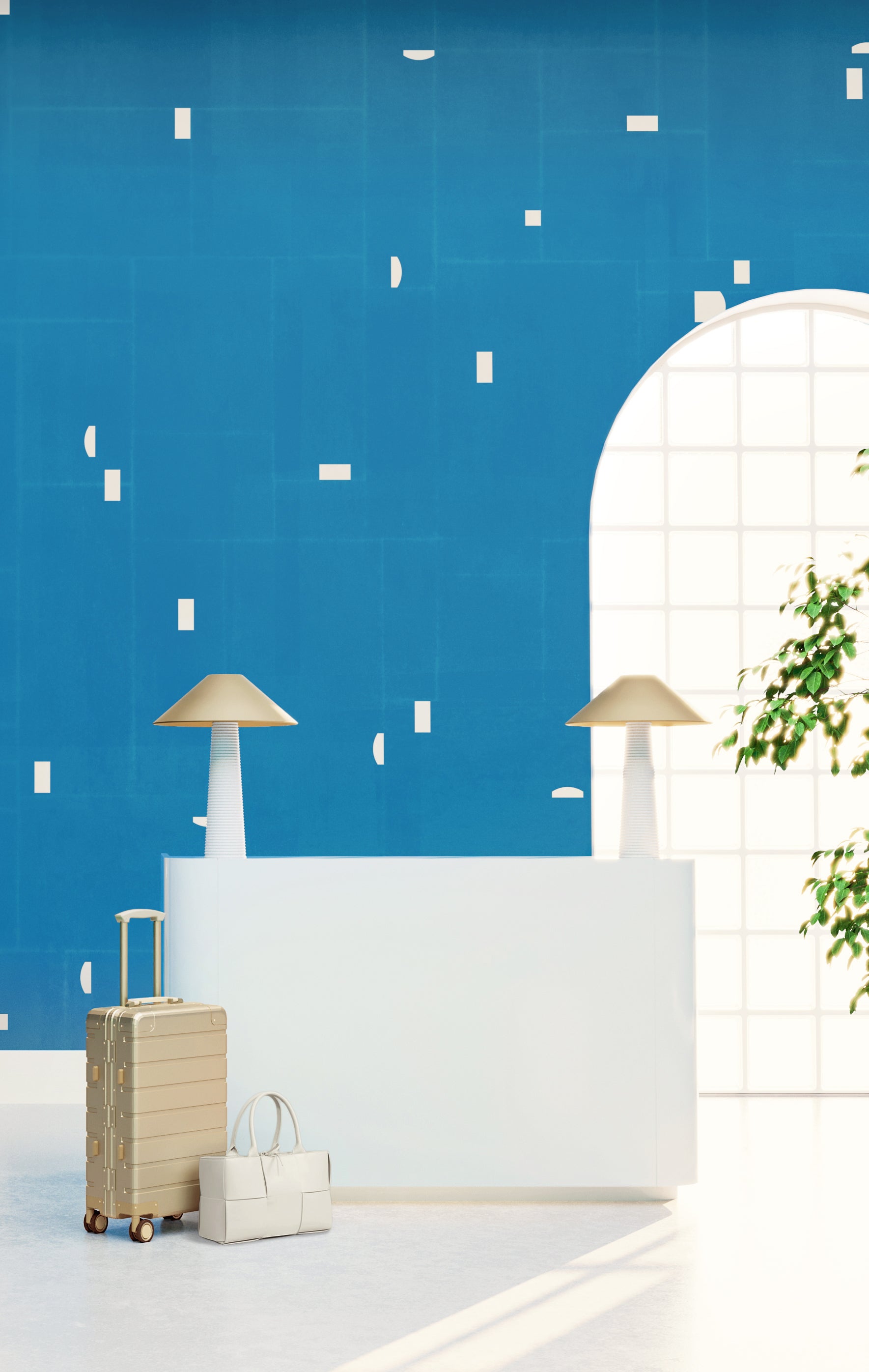 Geometrico© Wallpaper in Aqua Net + Cremé