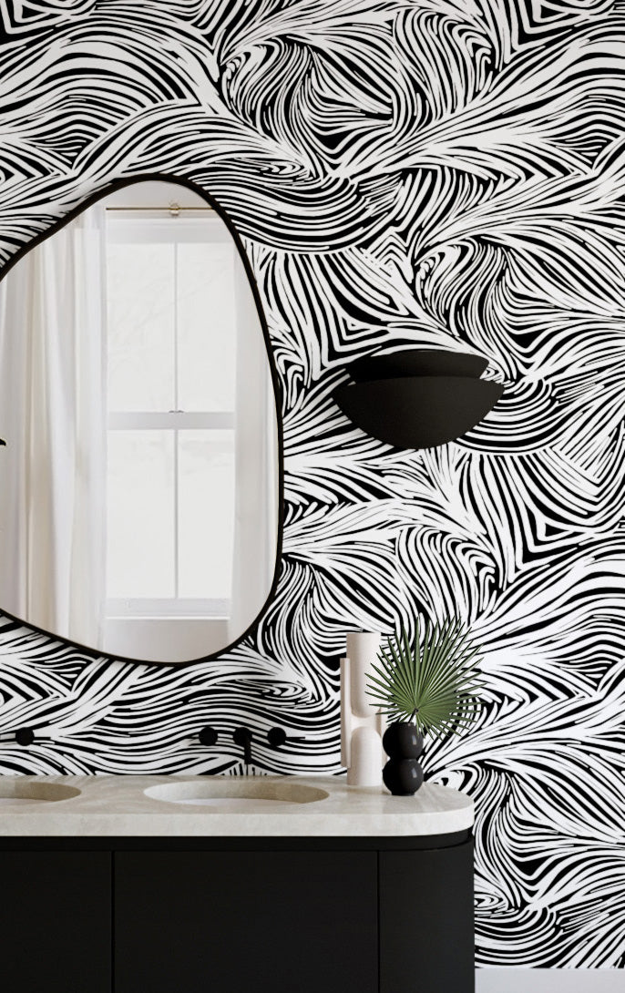 Hay Bale© Wallpaper in Black + White