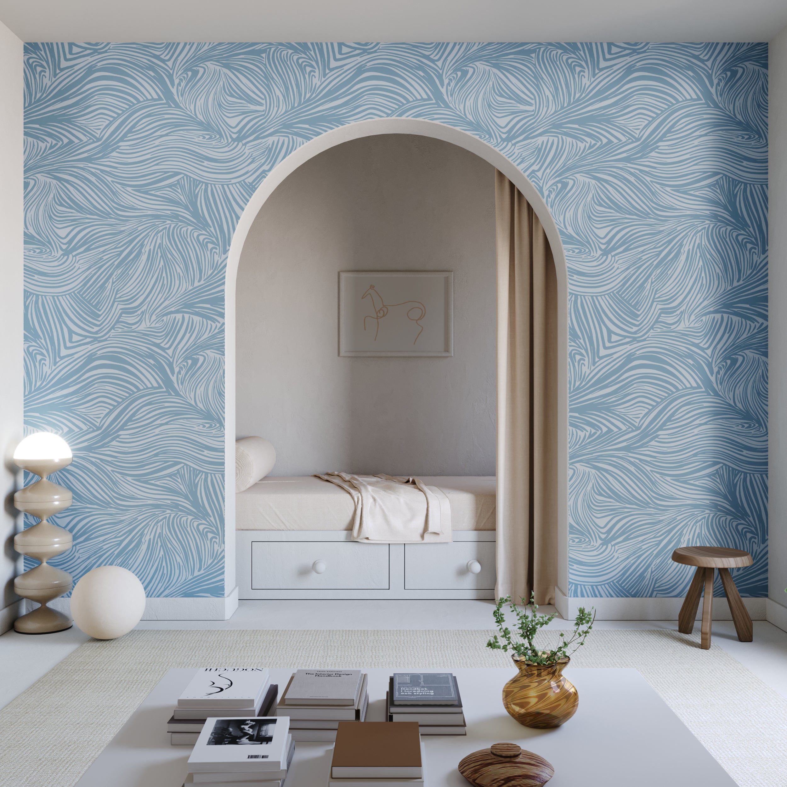 Hay Bale© Wallpaper in Cornflower