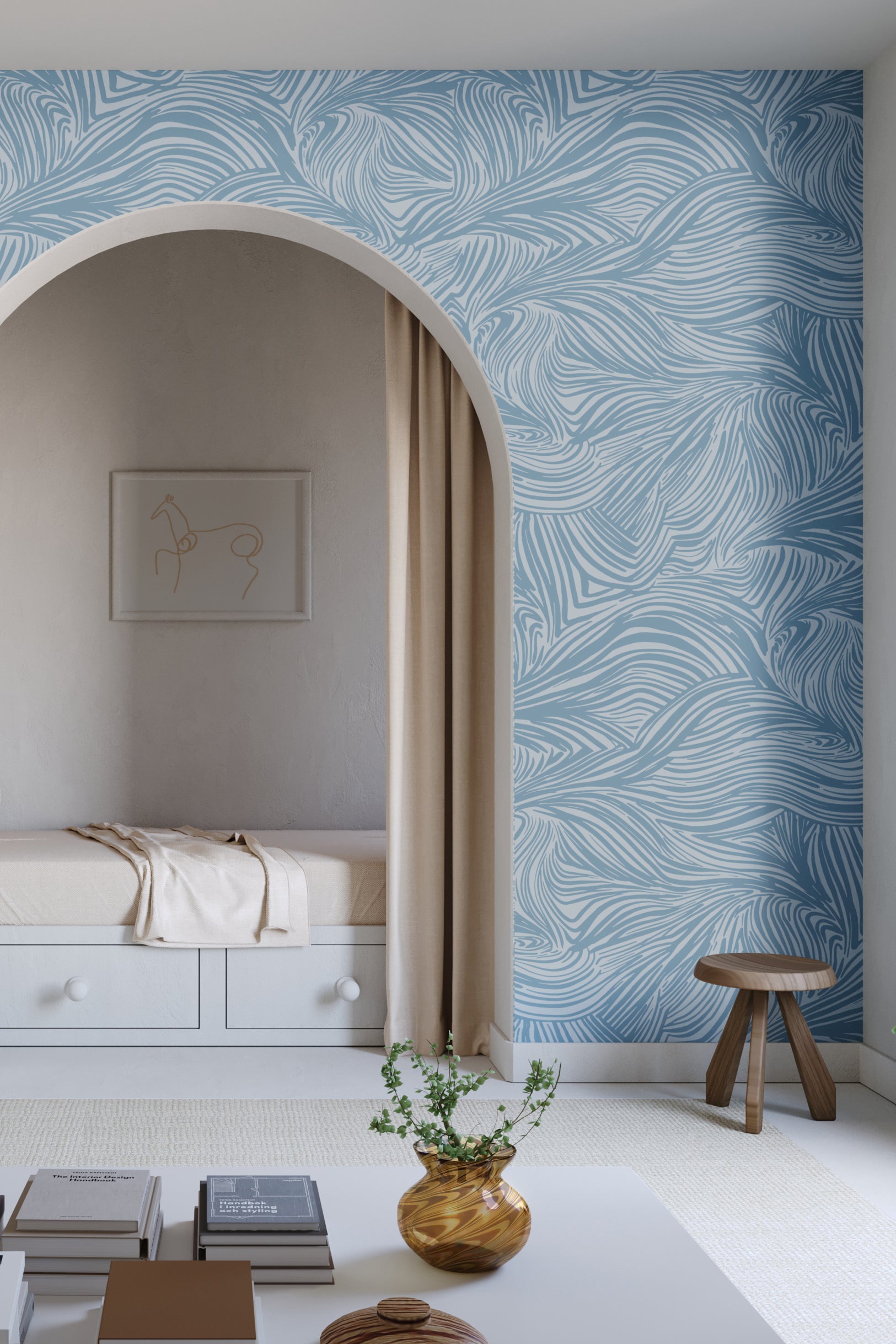 Hay Bale© Wallpaper in Cornflower