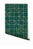 Camino Real© Wallpaper in Gold on Emerald