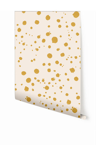 Ink Drop© Wallpaper in Mustard