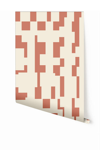 Mainframe© Wallpaper in Strawberry Kiss + Cremé