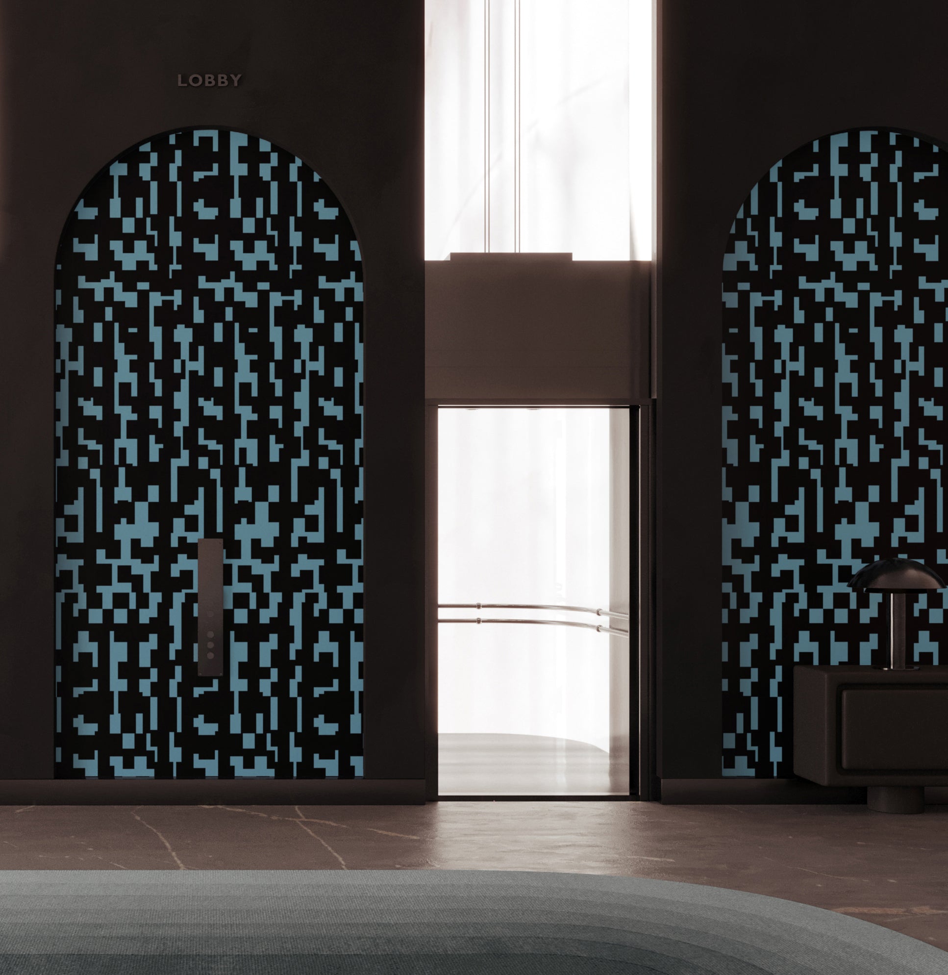 Mainframe© Wallpaper in Aqua Net + Black