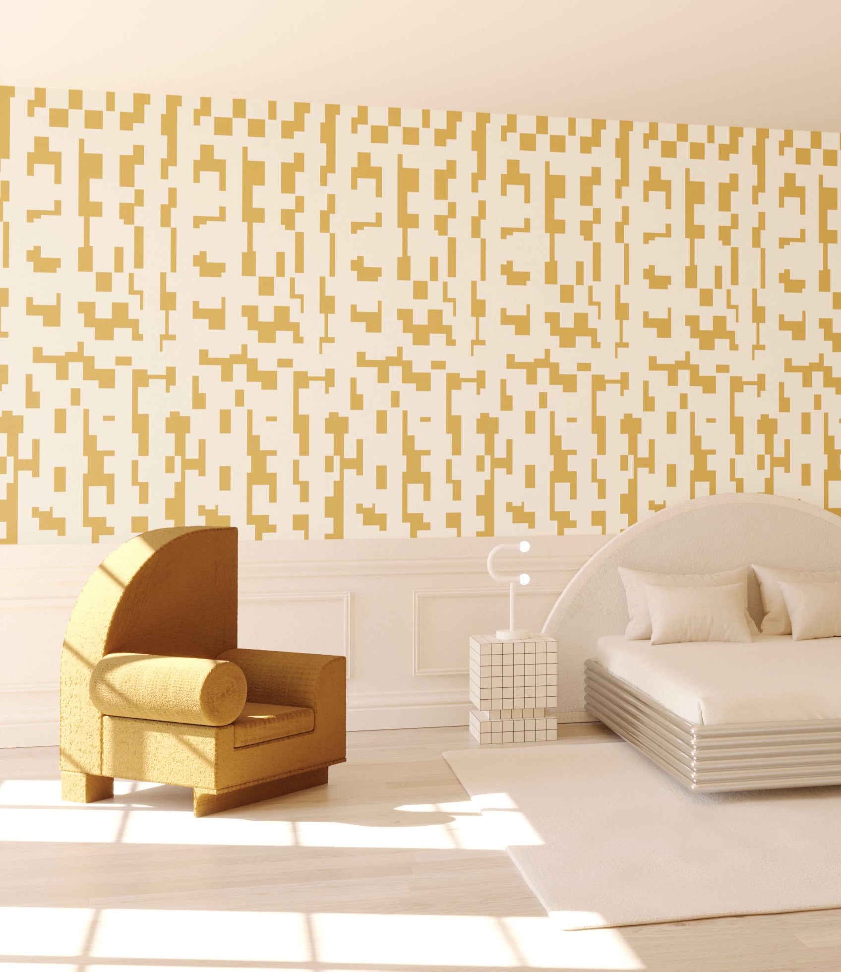 Mainframe© Wallpaper in Golden Girl + Cremé