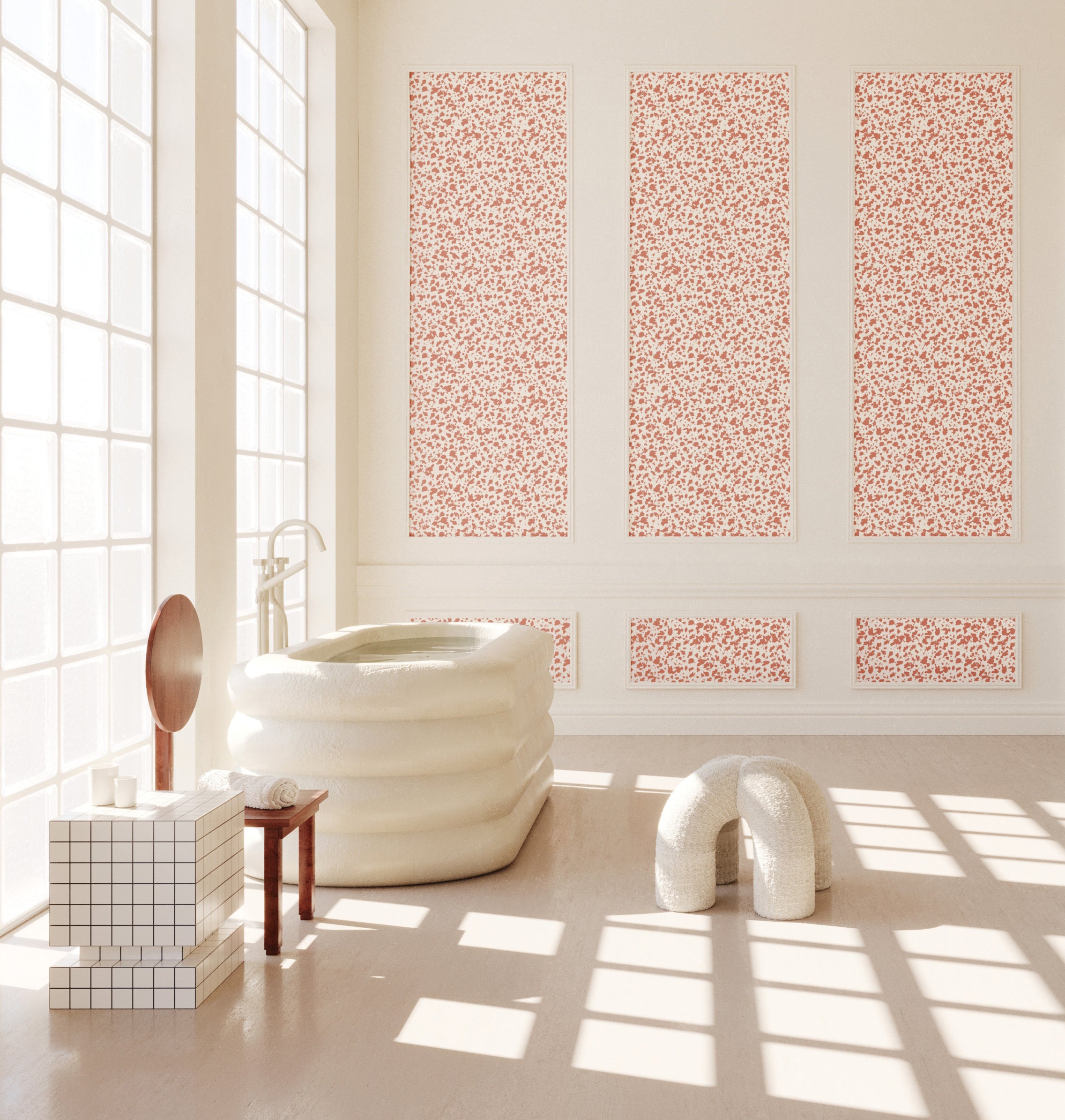 Milano© Wallpaper in Strawberry Kiss + Cremé