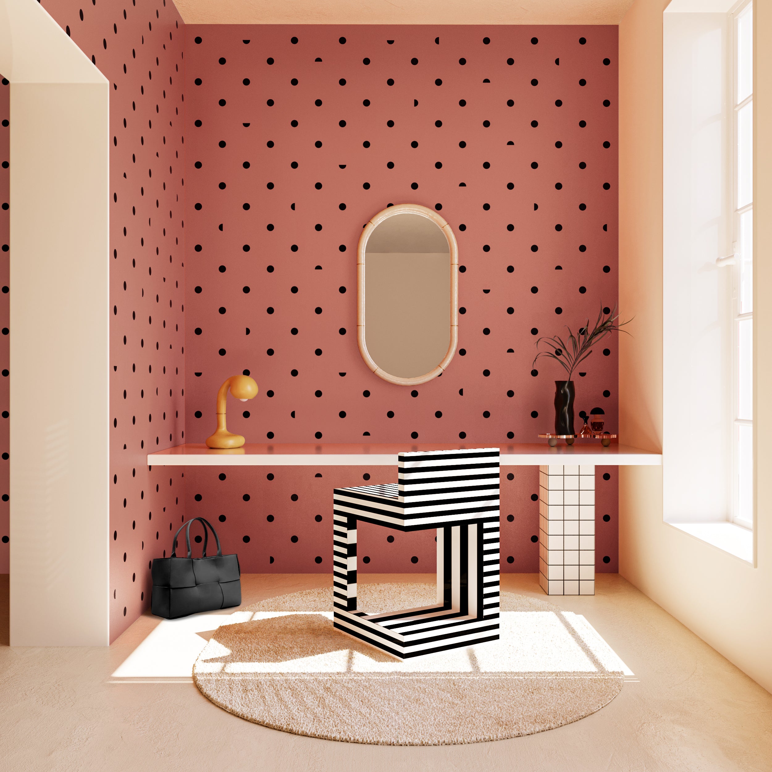 Pretty Woman© Wallpaper in Strawberry Kiss + Black