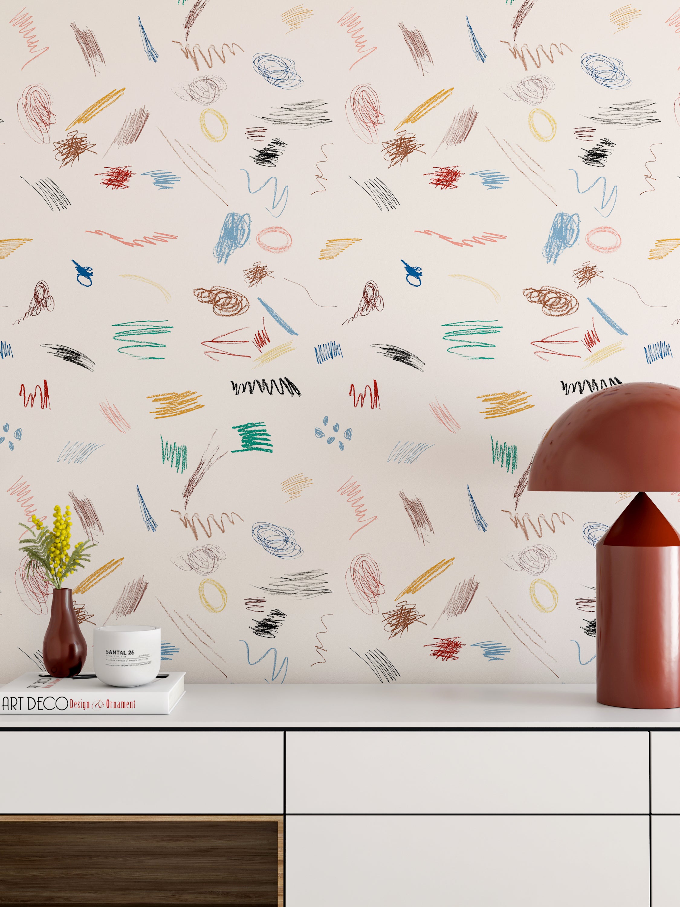 Scribble© Wallpaper in Multicolor