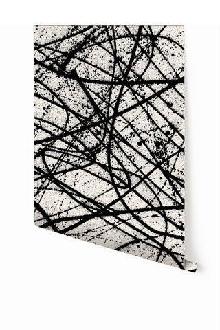 Lady Luck© Mural Wallpaper in Ecru + Black