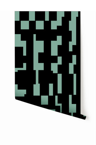 Mainframe© Wallpaper in Teal + Black