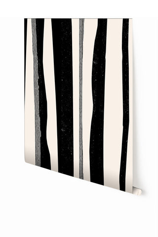 Longitude© Mural Wallpaper in Black + Cremé