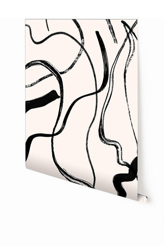 Terrain© Mural Wallpaper in Black + Cremé