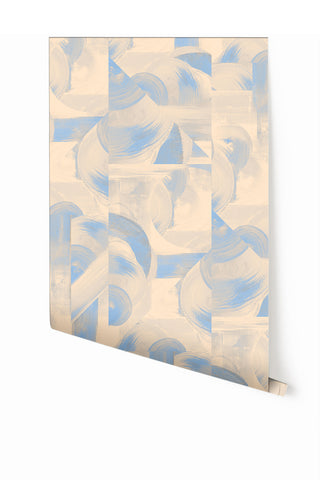 Block Party©  Wallpaper in Blue + Tan