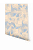 Block Party©  Wallpaper in Blue + Tan