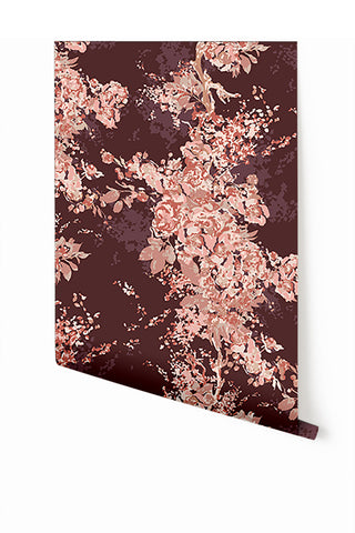 Prairie Fleur© Wallpaper in Burgundy